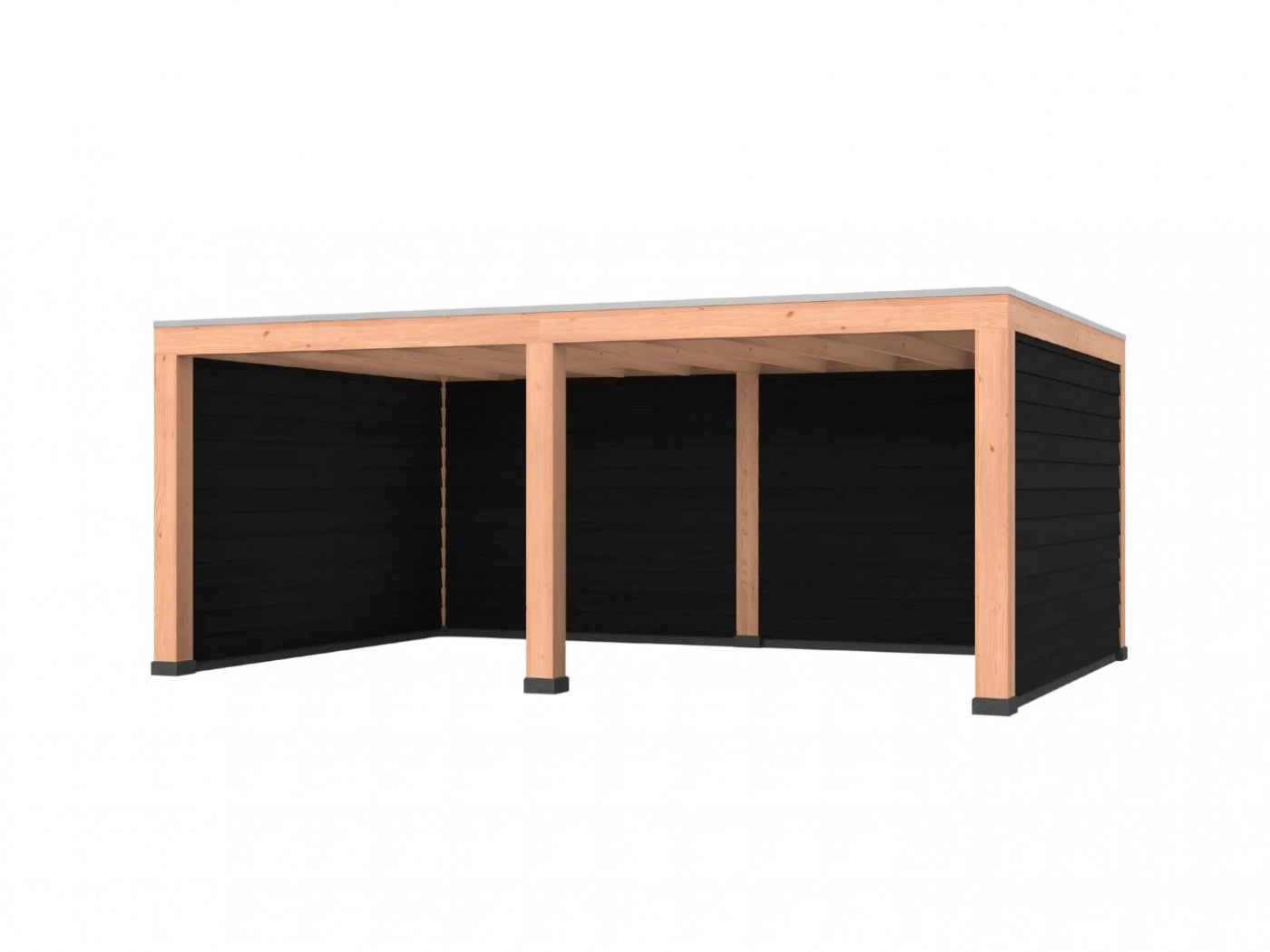 Douglas overkapping, 600 x 400, met achterwand en twee zijwanden, Westwood Robuust zwart - Afbeelding 1